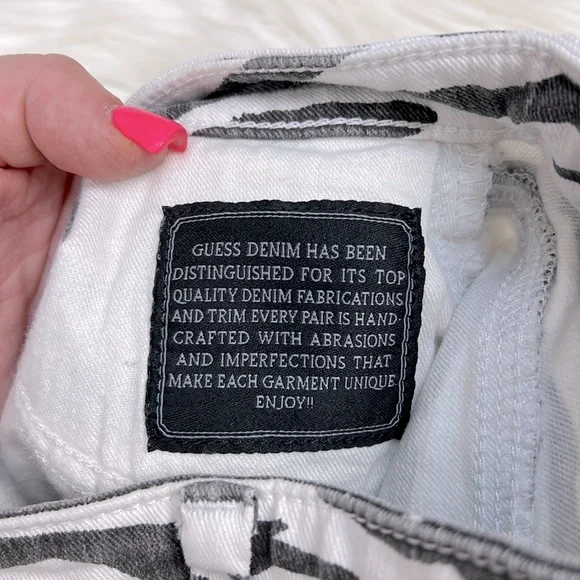 GUESS Brittney Skinny Ankle Jeans Zebra grey and white size 25 - Picture 8 of 10